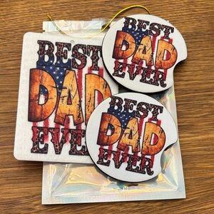 Best Dad Ever Car Coaster and air freshener Set